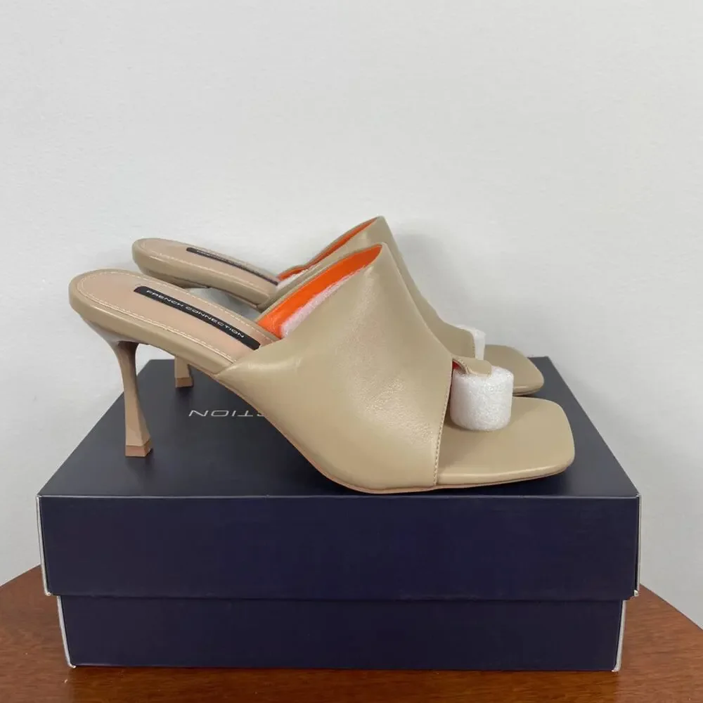 New French Connection Kelly Toe Loop High Heel Sandals in Nude Women's Size 9.5